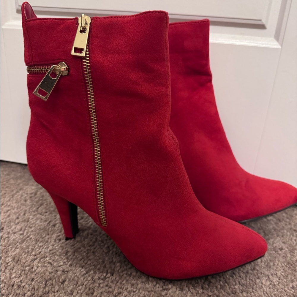 Elegant Red Ankle Booties